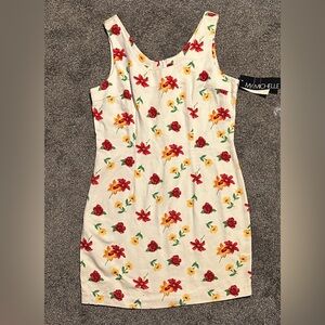 My Michelle White Floral Scoop-Neck Mini Dress Deadstock GENUINE y2k SIZE 13/14